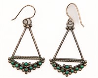 Zuni Snake Eye Turquoise  Dangle Earrings