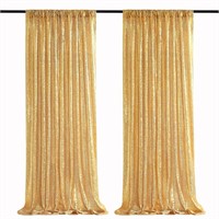 Gold Sequin Backdrop Curtains 2 Panels 2FTx8FT
