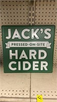 Metal jacks hard cider sign 17 1/2” x 16 1/2”