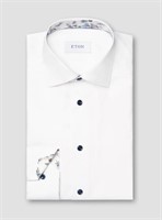 Eton White Signature Twill Shirt - Floral Contrast