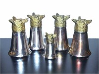 Set of Silverplate Wolf head Stirrup Cups