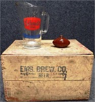 Beer Crate, Pitcher & Stoneware Football Flask