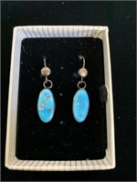 Turquoise and Sterling  Pierced Earrings