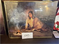 Native American Woman Campfire Traditional E