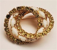 VINTAGE GOLD MILK GLASS & COLORED CRYSTALS DOUBLE