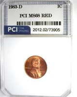 1983-D Cent MS68 RD LISTS $325