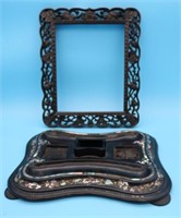 19TH C. CHINESE CARVED HARDWOOD FRAME, 13 3/4" X