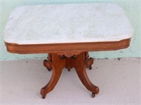 VICTORIAN WALNUT MARBLE TOP TABLE, COFFEE TABLE