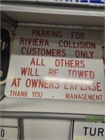 Metal signs Riviera coliseum customers only and