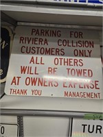 Metal signs Riviera coliseum customers only and