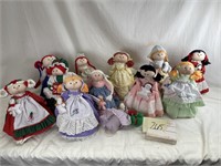 Collection of 13 Apple Cheeks Dolls
