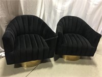 2 Black Velvet Swivel Chair