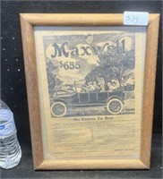 MAXWELL TOURING CAR FRAMED ADVERTISING