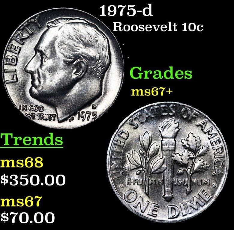 1975-d Roosevelt Dime 10c Grades Gem++ Unc