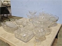 PUNCH BOWL/CUPS, LARGE GLASS BOWLS