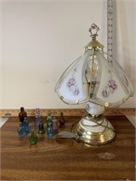 Vintage Lamp & Mini Glass Bottles with Corks