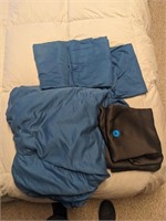 Set of blue sheets, pillow cases, and black sheet