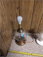 Decorative brass and glass lamp without shade