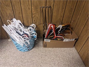 Small laundry basket with assortment of clothes
