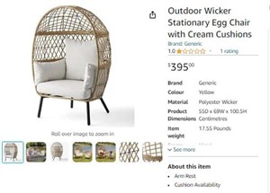 B9840 Outdoor Wicker Stationary Egg Chair