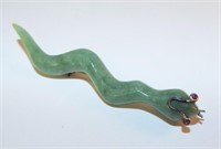 Sterling Silver And Jade Snake Pin