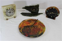 Jadeite, Log & Turquoise, Stone, Glass Clocks
