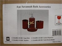 4 Piece Red Bath Accesories
