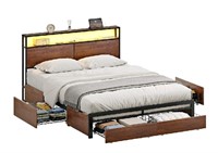 Open Box HAUSOURCE LED Bed Frame Full Size with He