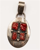 Signed MB Mediterranean Coral Pendant