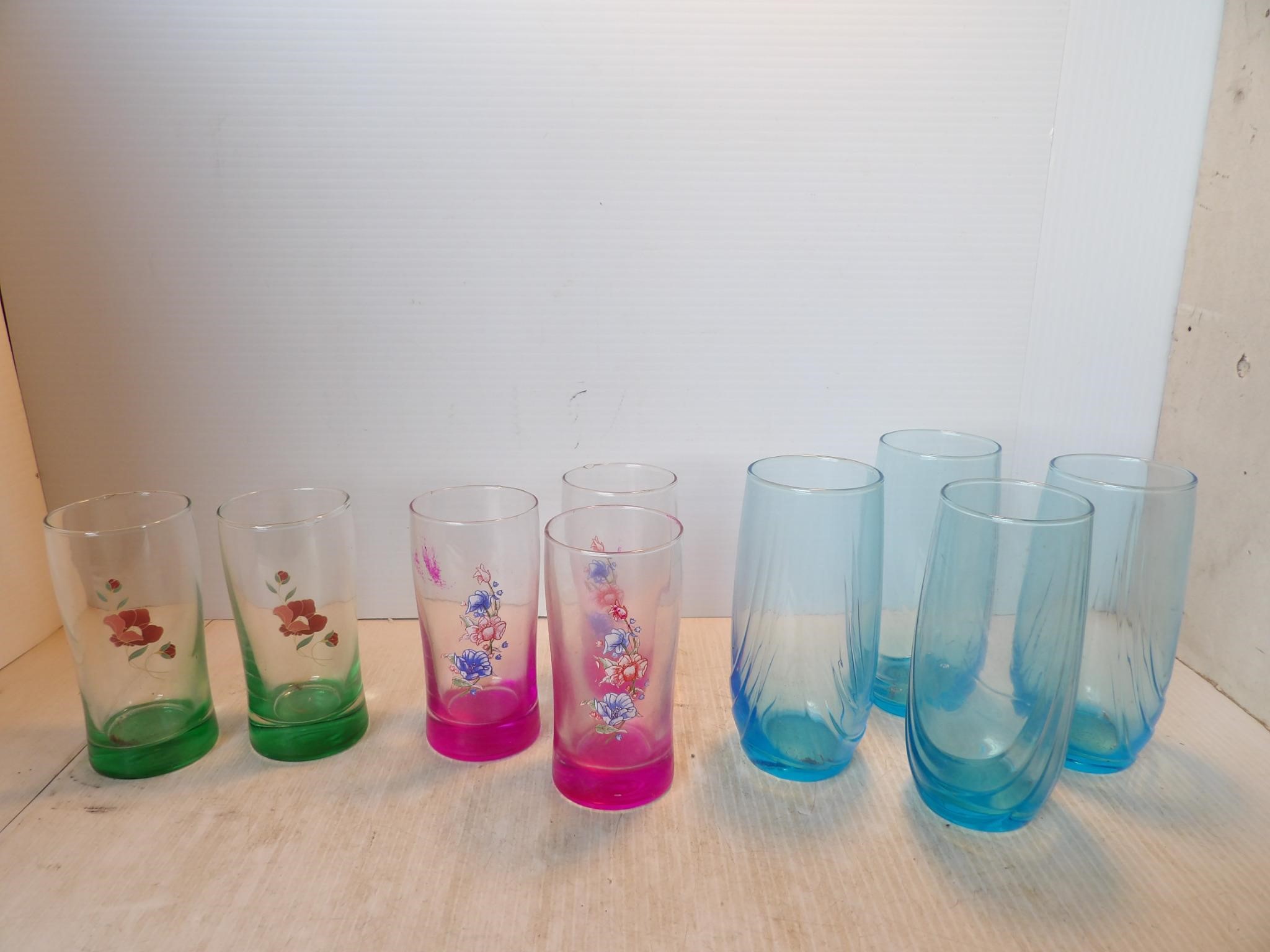 9 Colorful Drinking Glasses - Some Floral Designed