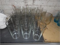 17 Large Drinking Glasses w/ a Floral Goblet