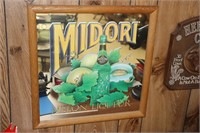 Midori Melon Liqueur Mirror Bar Sign in Oak Frame