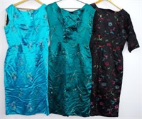 Three vintage tailor made Oriental silk dresses