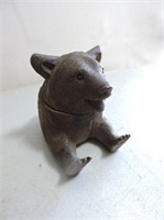 Rare 1925 Ink Well, 3.5" T, Carved Wood Bear