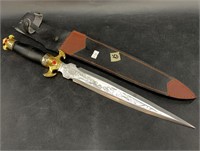 Fantasy dagger with leather sheath, 19"