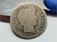OF)  1899 silver Barber dime
