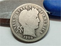 OF)  1909 S silver Barber dime