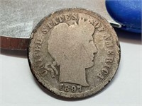 OF)  1897 silver Barber dime