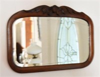 Antique Oak wall mirror with beveled glass and