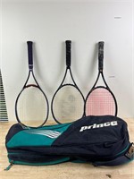Tennis rackets and racket bag
