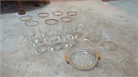 GOLD RIMMED WINE GLASSES- GOLD RIMMED CANDY DISH