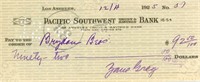 Zane Grey signed check