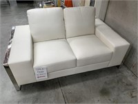 Prado White Leather 2 Seat Lounge