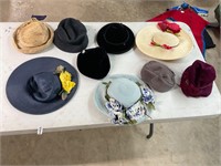 9 assorted ladies hats
