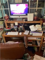 Desk ,computer printer,chair and contents