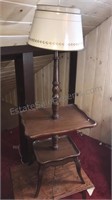 Wooden Side table lamp with metal shade 56” tall