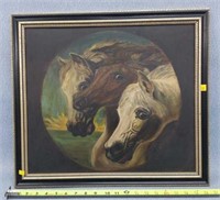 Antique Horse Painting 21x19
