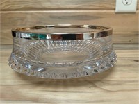 Beautiful Heavy 7 1/2" Glass w/ Silver Trim Bowl