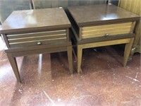 Pair Mid Century Modern End Tables with Drawers