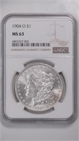 1904-O Morgan Silver $ NGC MS63